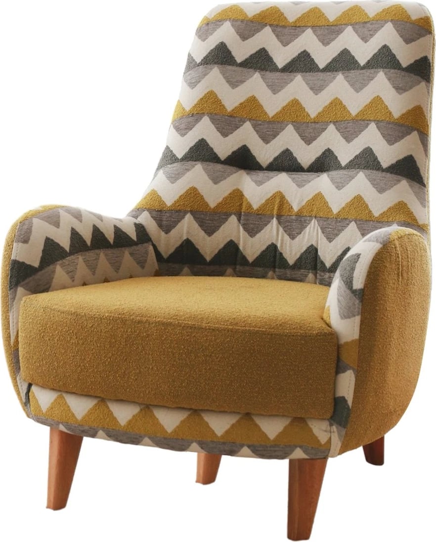 Karrige Wing Atelier del Sofa, model Zikzak, ngjyrë e verdhë