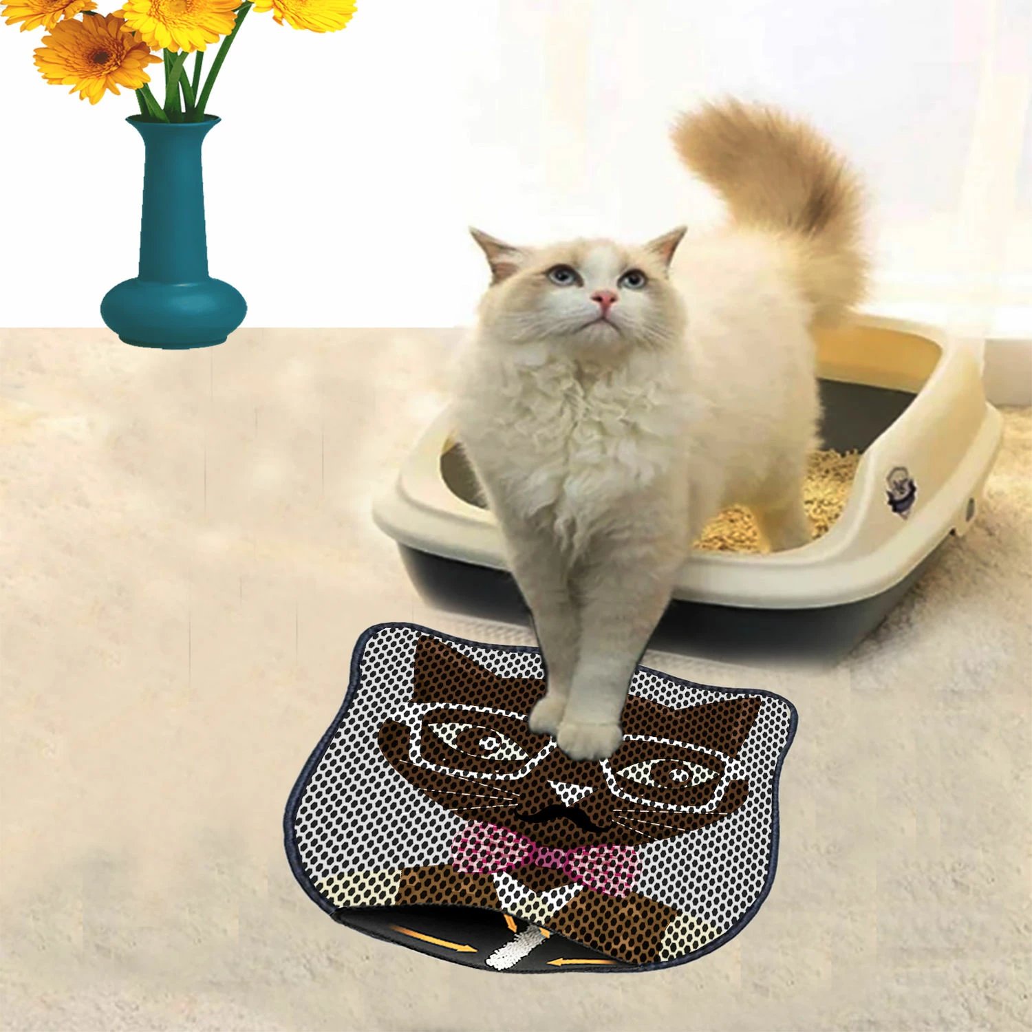 Tapet për rërë mace, Paws & Whiskers, Kdkafa0187, shumëngjyrësh, 40x50cm