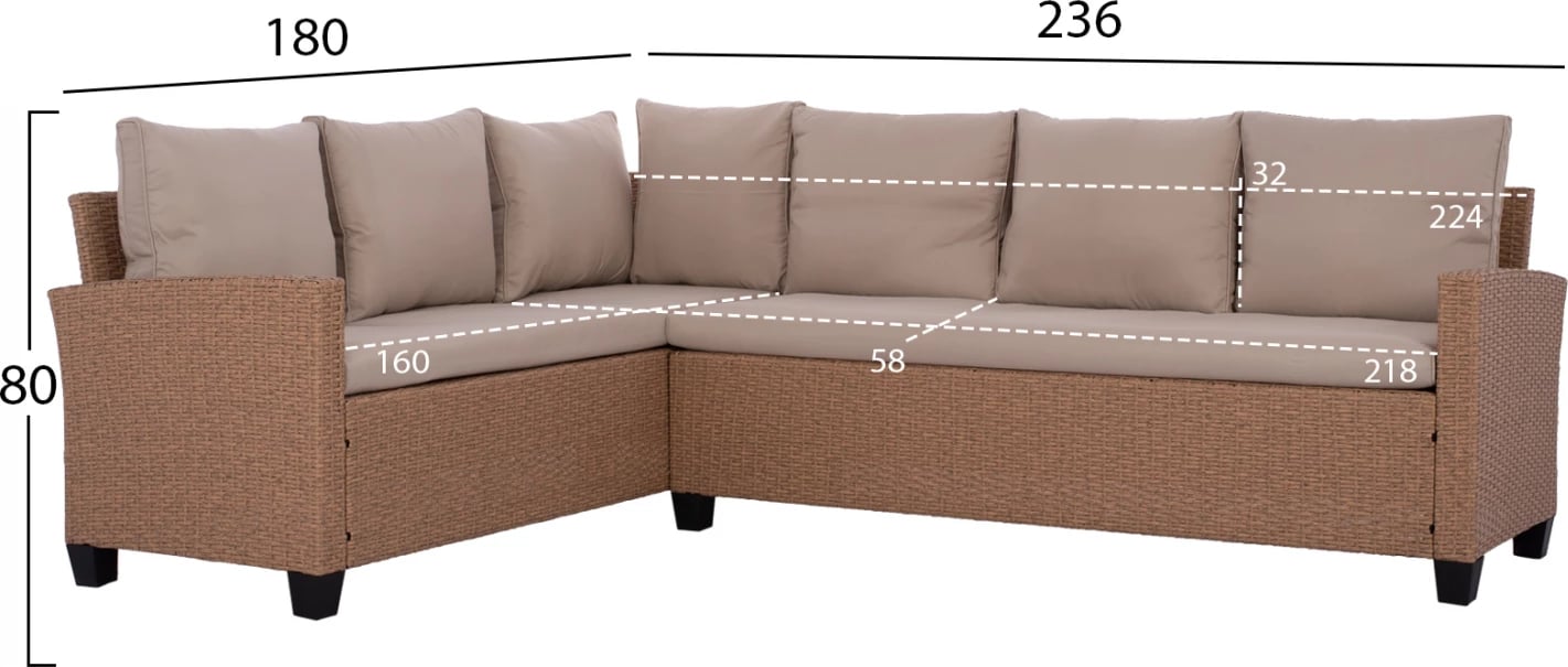 Set salloni këndor i djathtë me kafe Wicker FH5756.02