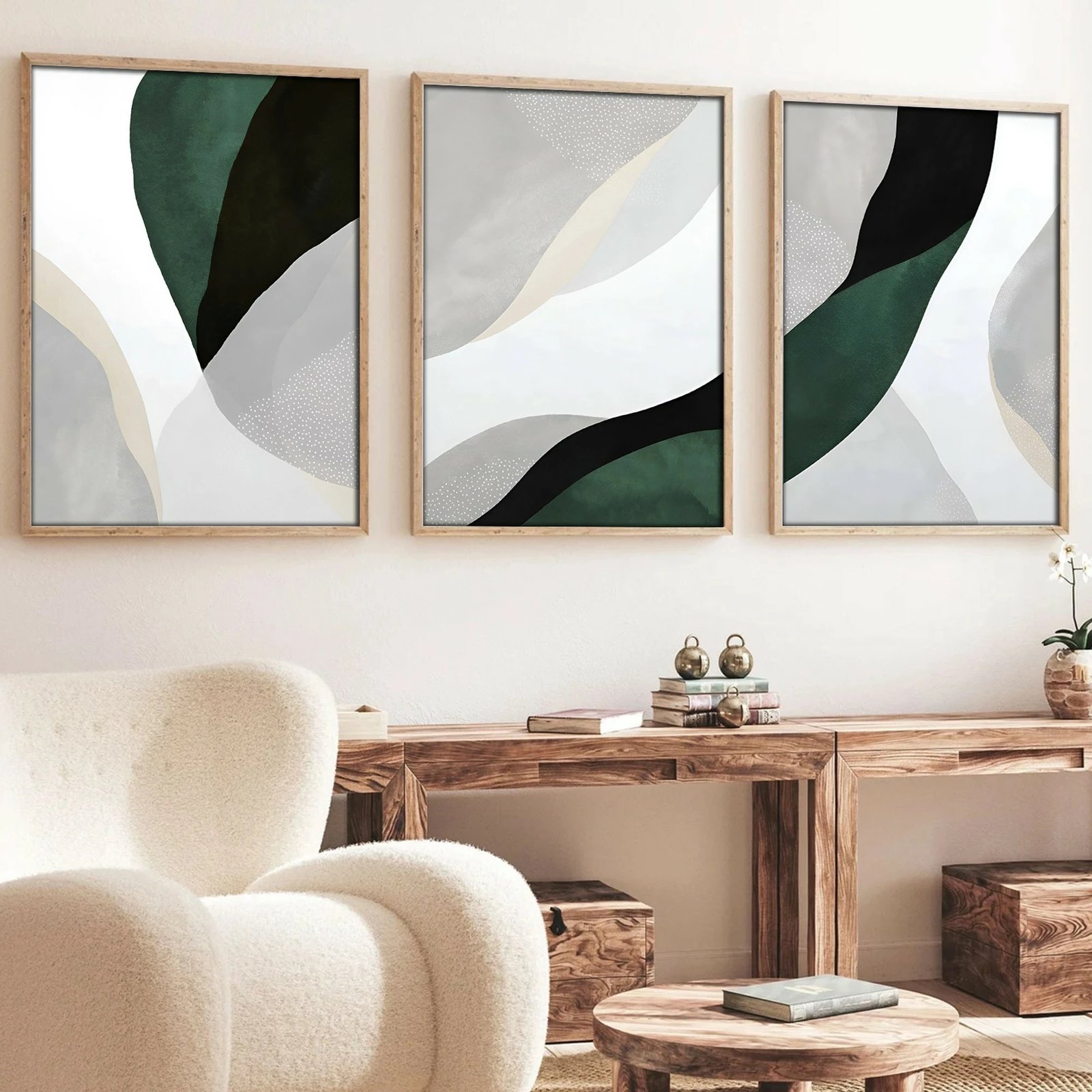 Pikturë dekorative me kornizë MDF (3 copë), Wallity, Huhu229, 50x35cm