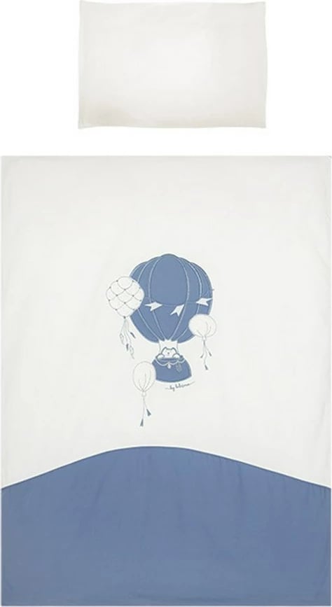 Set shtrojesh krevat bebe, Belisima, Ballons, jorgan 100x135 cm dhe jastëk 40x60 cm, blu, set 3 pjesë