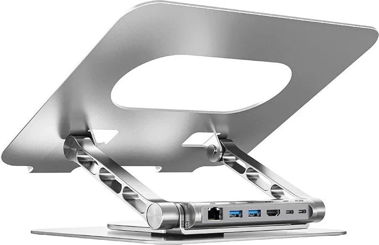 Mbajtëse laptopi UNITEK D1109B01, e rregullueshme, me hub USB-C HDMI, Alumini