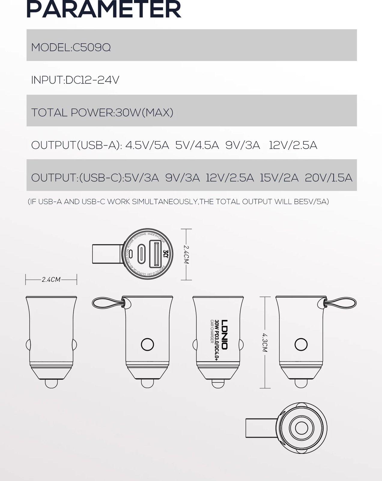 Karikues Për Veturë LDNIO C509Q (Ari) Karikues Për Veturë LDNIO C509Q (Ari)