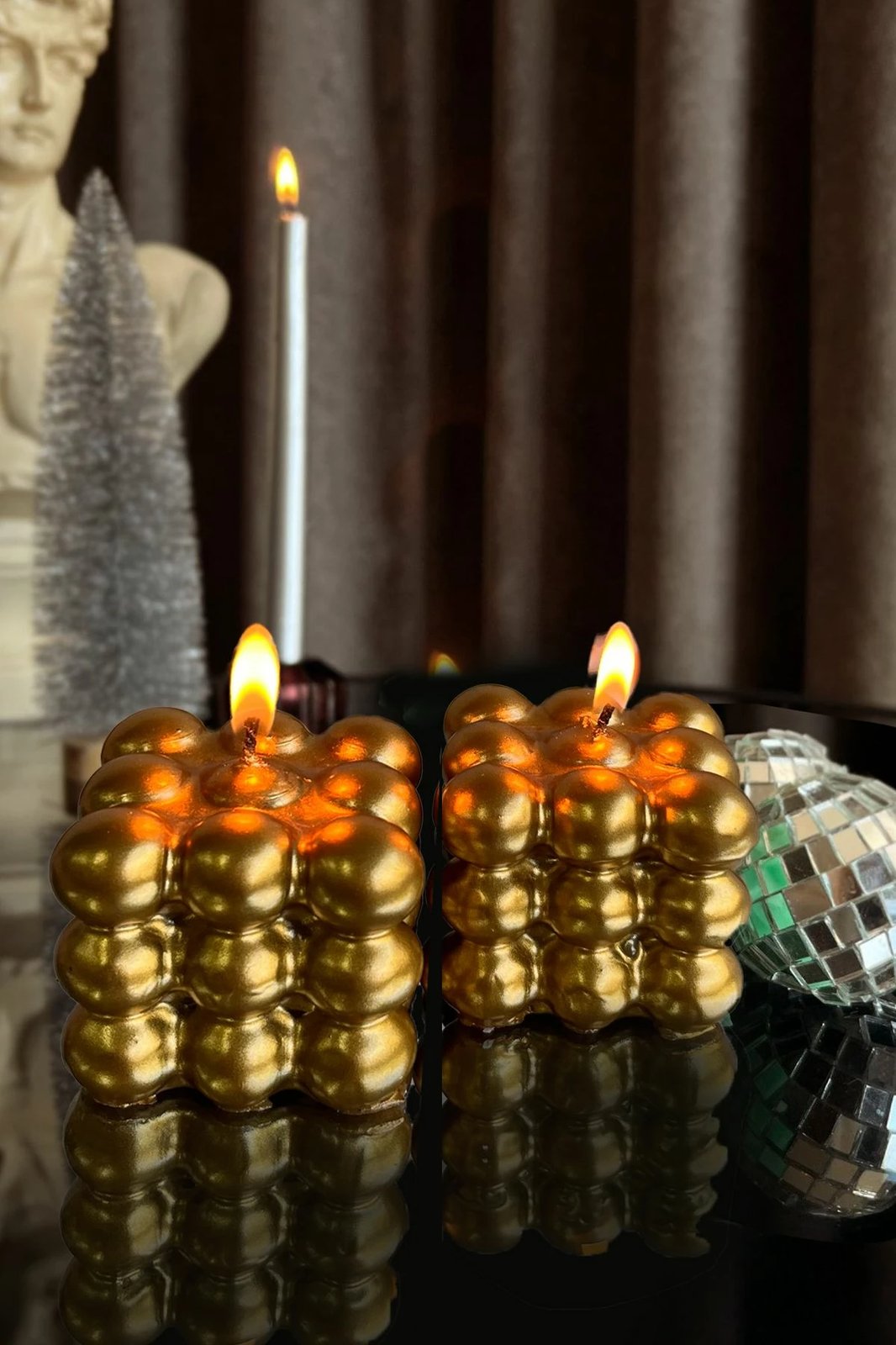 Set qirinjsh (2 copë), ngjyrë ari, Parlak Bubble, Evila Originals