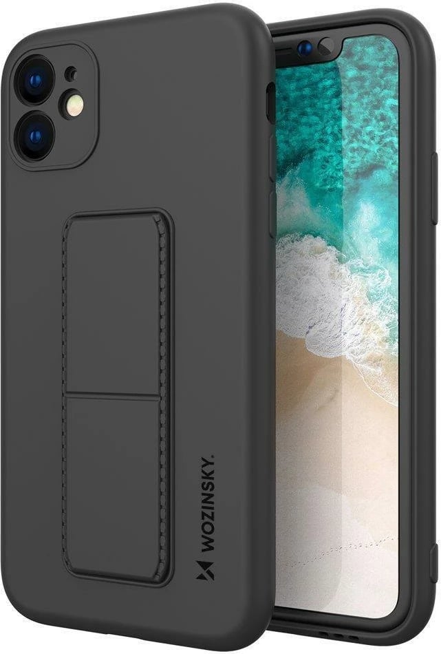 Mbështjellës Wozinsky Kickstand Case për iPhone 12 Pro, silikon, i zi