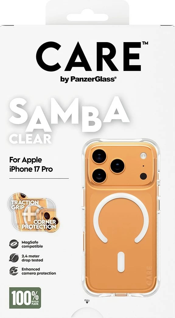 Mbështjellës PanzerGlass CARE fashionable Samba MagSafe për iPhone 17 Pro, transparent