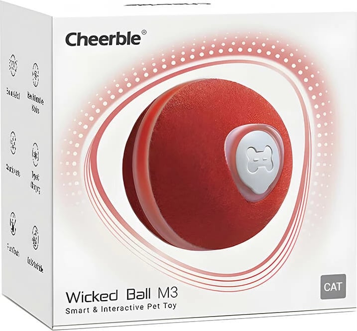 Lodër për mace Cheerble Wicked Ball M3, CWQ-02, e kuqe