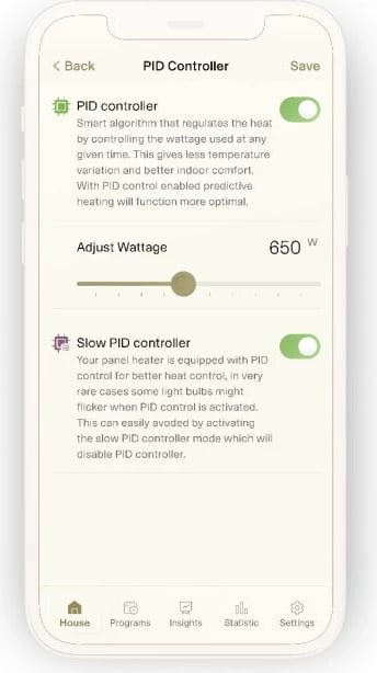 Radiator panel konvektor smart WiFi MILL Invisible PA1300WIFI4 1300W, çelik, i bardhë