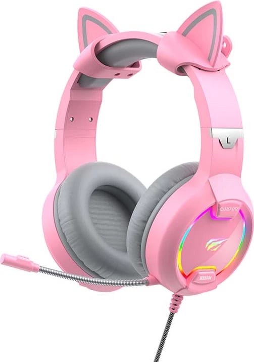 Kufje gaming Havit GAMENOTE H2233D me mikrofon, RGB, rozë