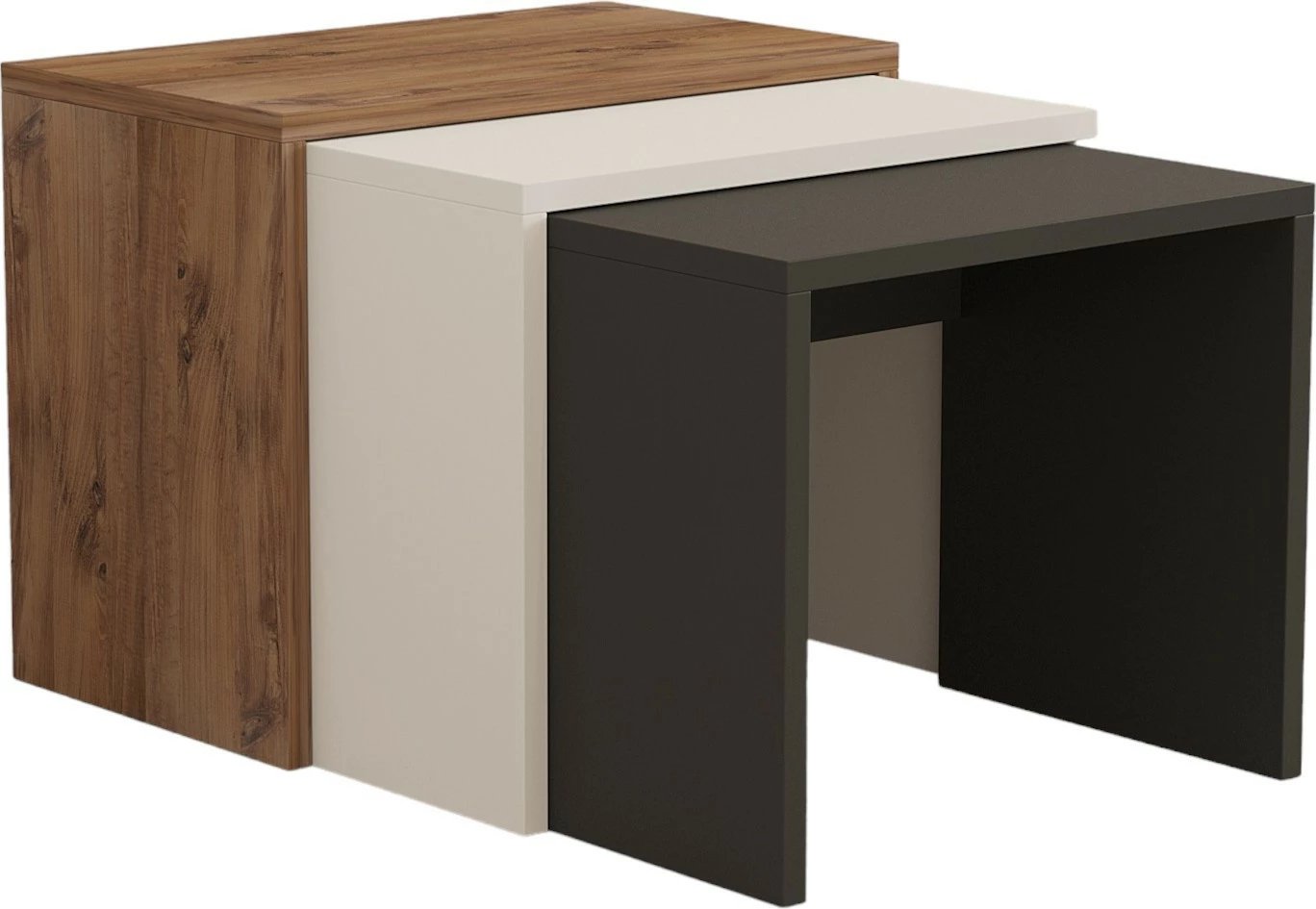 Set tavolinash ndihmëse Hanah Home, 3 copë, ngjyrë antracit, lis, e bardhë