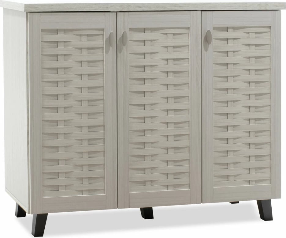 Dollap këpucësh MANTAM 16 palë bardhë-gri 115.5x40x92cm