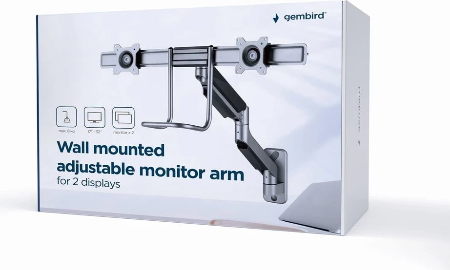 Krah montimi muri GEMBIRD MA-WA2-02, 17”-32”, deri në 8 kg, i zi