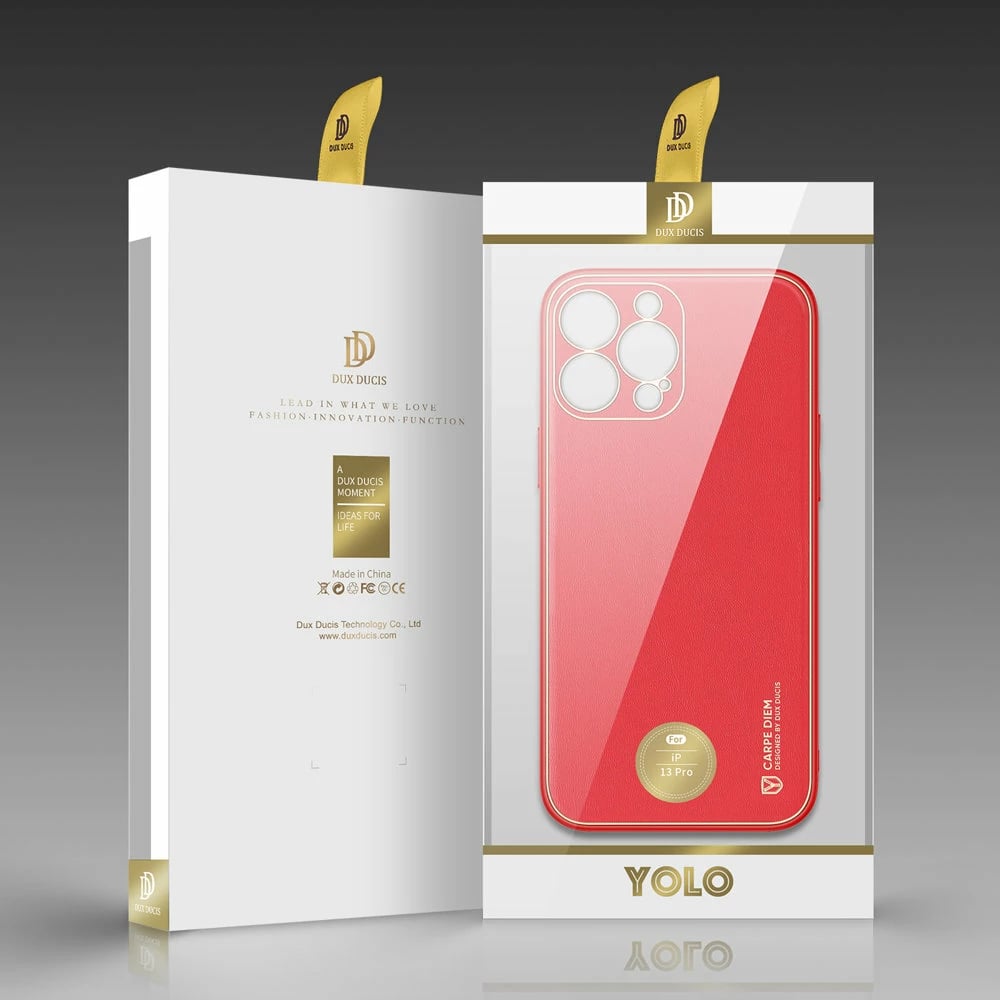 Mbështjellës Dux Ducis Yolo për iPhone 13 Pro, TPU+PU lëkurë, Kuq