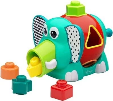 Sorter formash elefant Infantino Jumbo Shape Sorter 150306912, për 12m+, 5 blloqe, shumëngjyrë, set