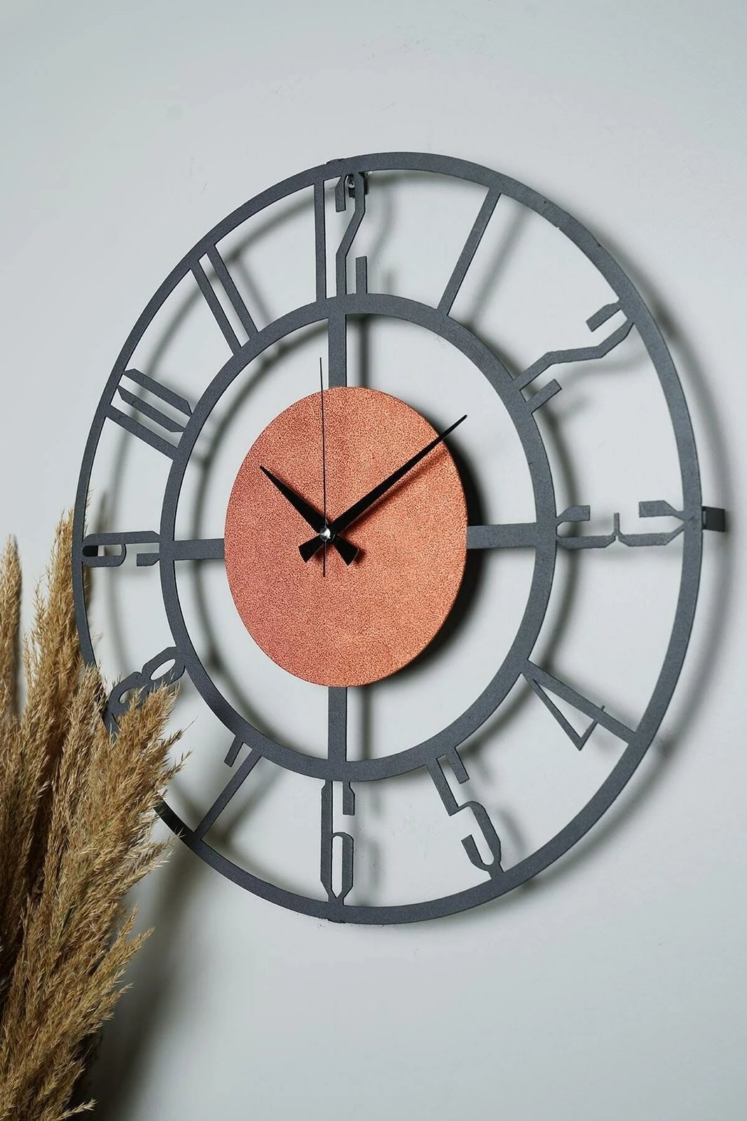 Orë muri dekorative metalike Wallity, Myk9911, e zezë dhe portokalli, 50x50cm