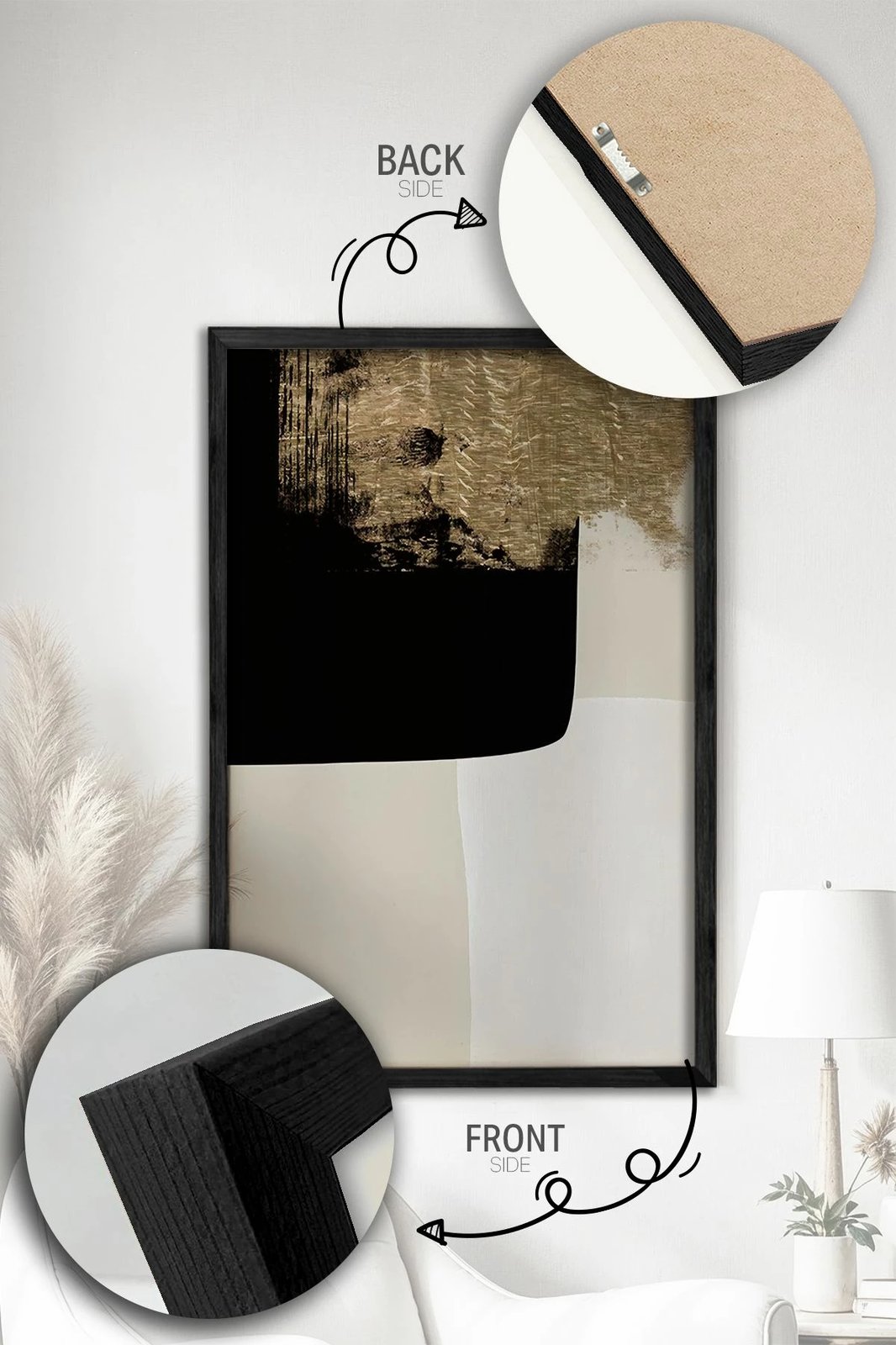 Piktura dekorative me kornizë (2 copë), Wallity, Ersy2Lımodel2-Sıyah