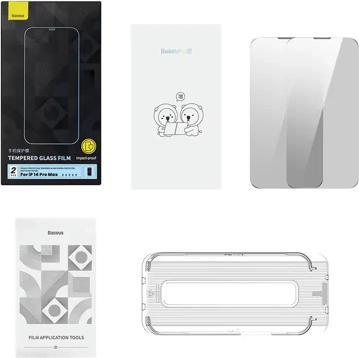 Mbështjellës xhami privatësie Baseus për iPhone 14 Pro Max, 2 copa, me set pastrimi dhe mjet instalimi