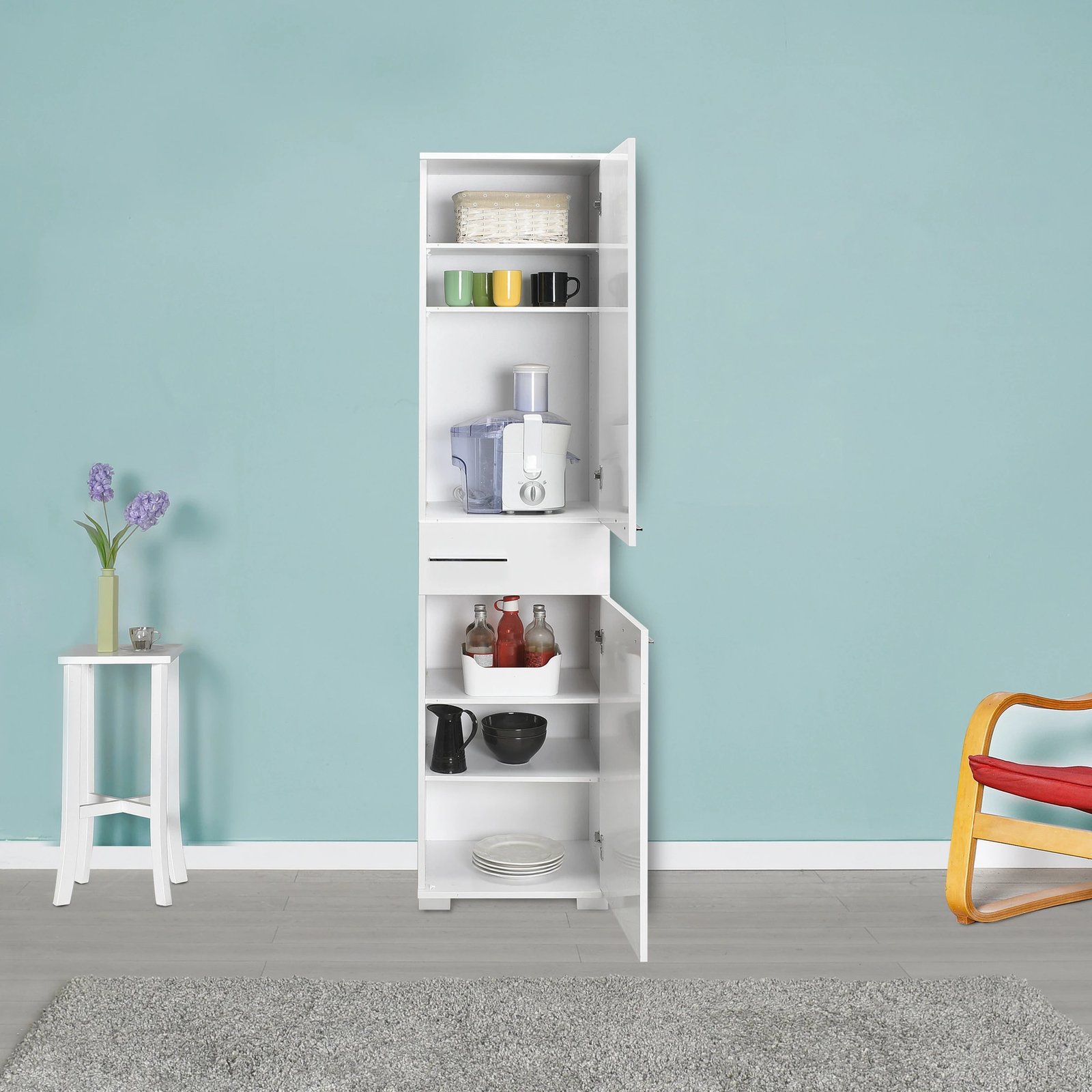 Dollap multifunksional, ngjyrë e bardhë, Hanah Home, Adr-421-Pp-1