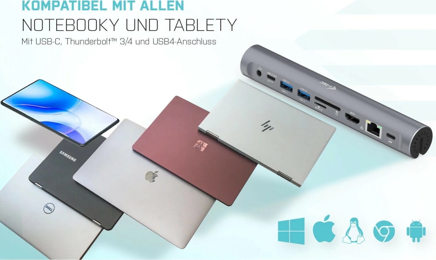 Stand ftohës me docking station I-Tec, Metal, USB-C, deri 15.6 inç, gri