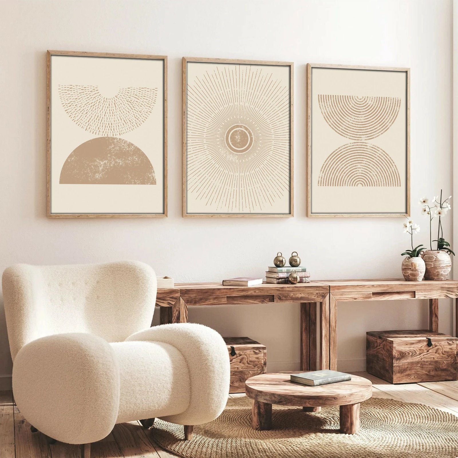 Pikturë dekorative me kornizë MDF (3 copë), Wallity, Huhu258, 50x70cm