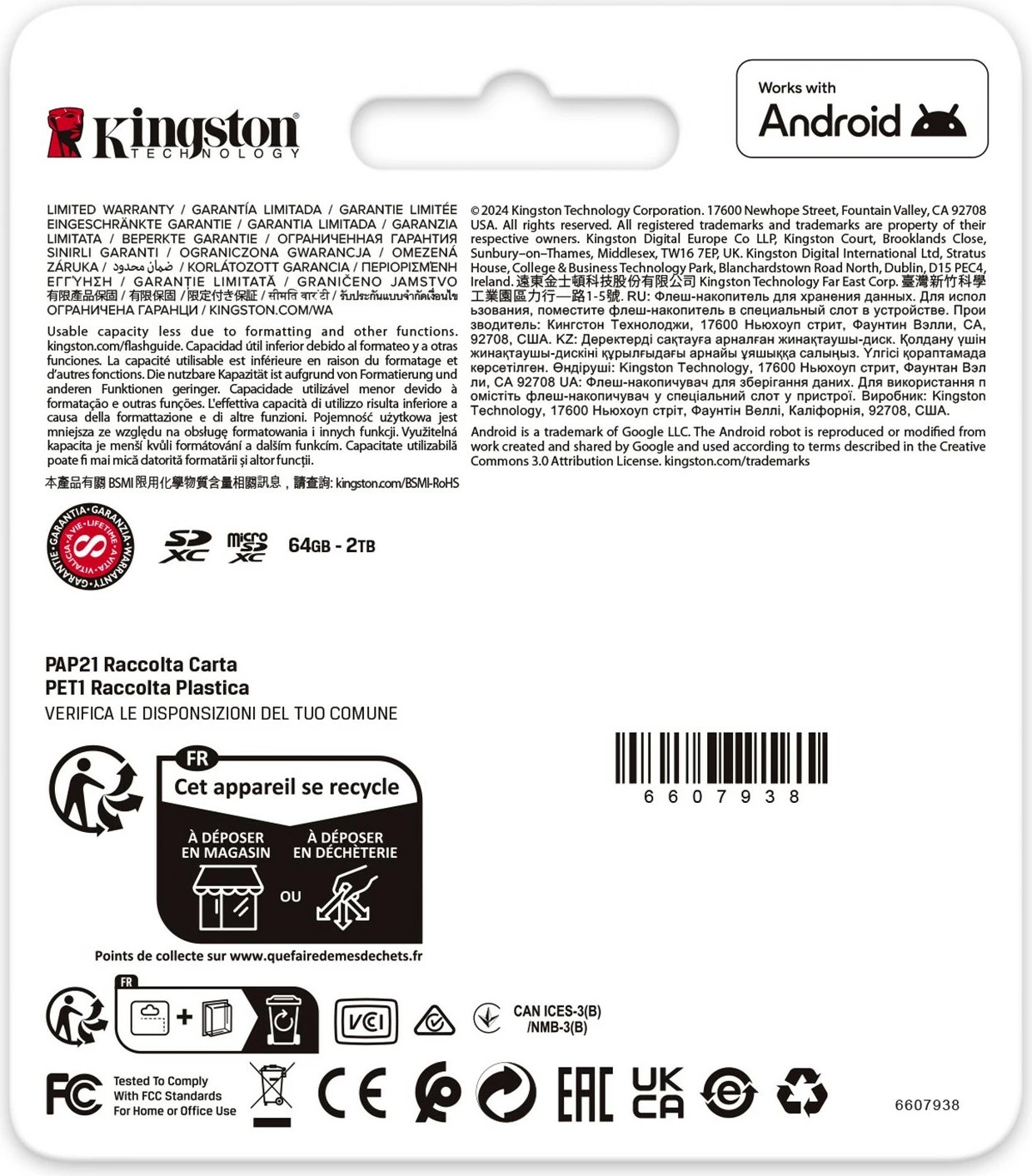 MicroSD kartelë Kingston Canvas Go Plus 64GB, A2, U3, V30, me adapter, e zezë/turkeze