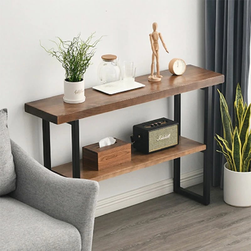 Konsolë Nore dru i fortë 35mm arre-e zezë 79x29x85cm