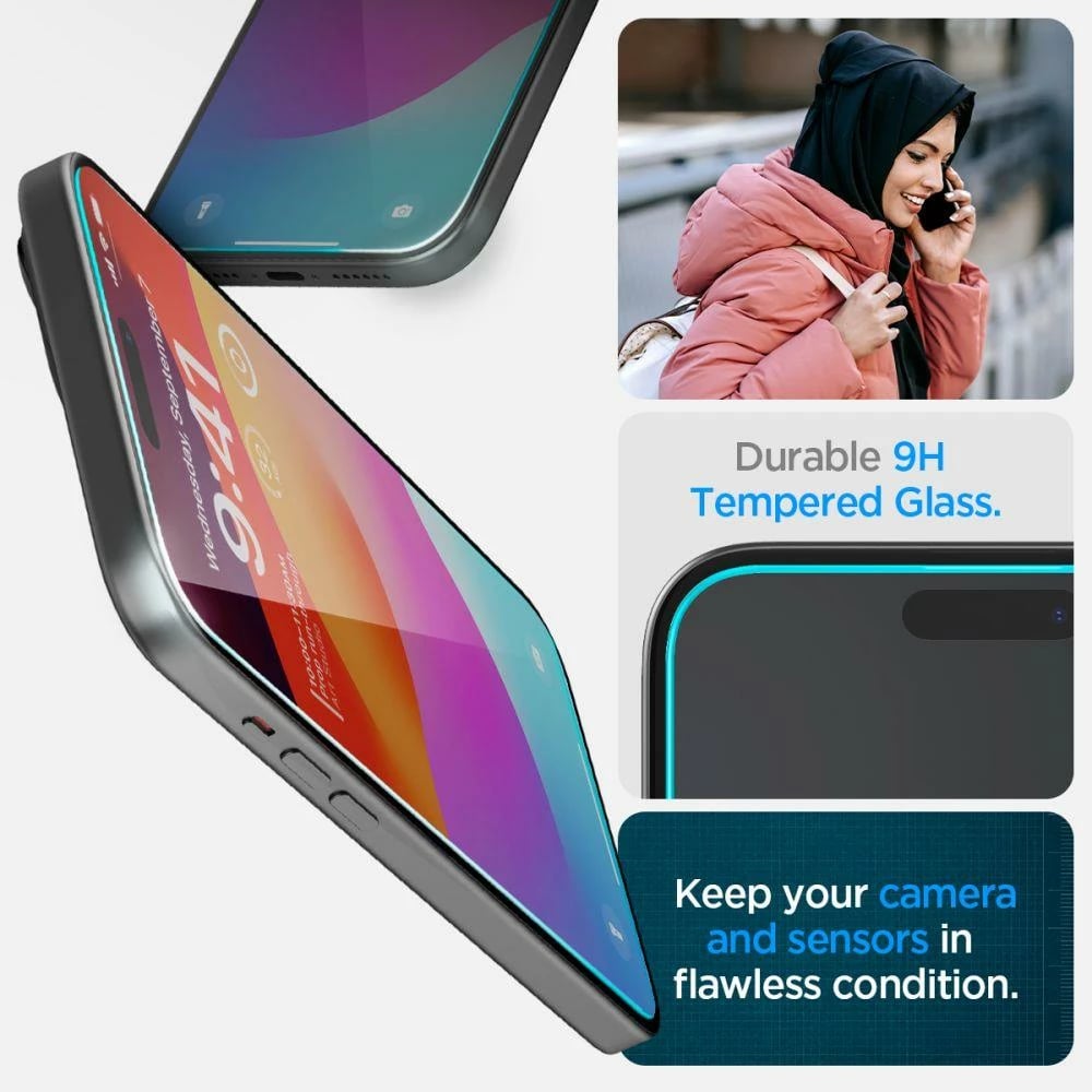 Xham mbrojtës Spigen Glas.tR EZ Fit për iPhone 15 Plus / 16 Plus, 2 copë, transparent