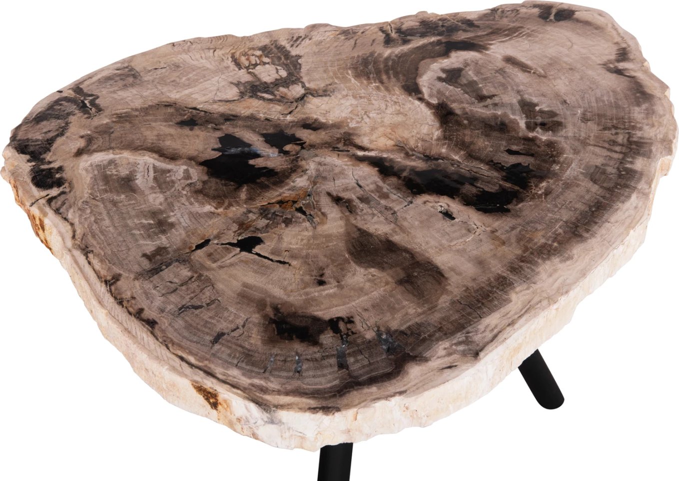 Tavolinë anësore SAMAN, këmbë metalike të zeza, sipërfaqe druri të fosilizuar, 70x55x40H cm