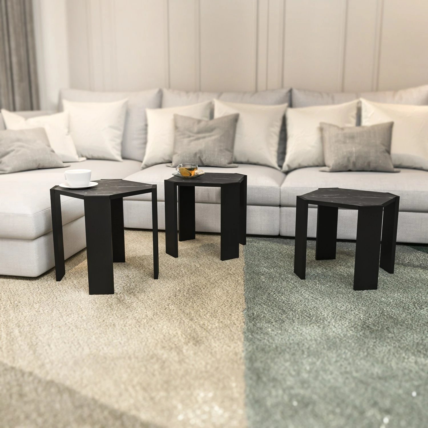 Tavolinë kafeje Hanah Home, Lori, e zezë, mermer