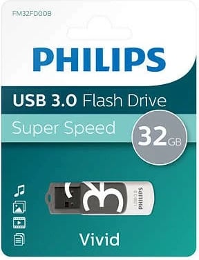 USB stick Philips Vivid Edition 32GB USB 3.0, gri e errët