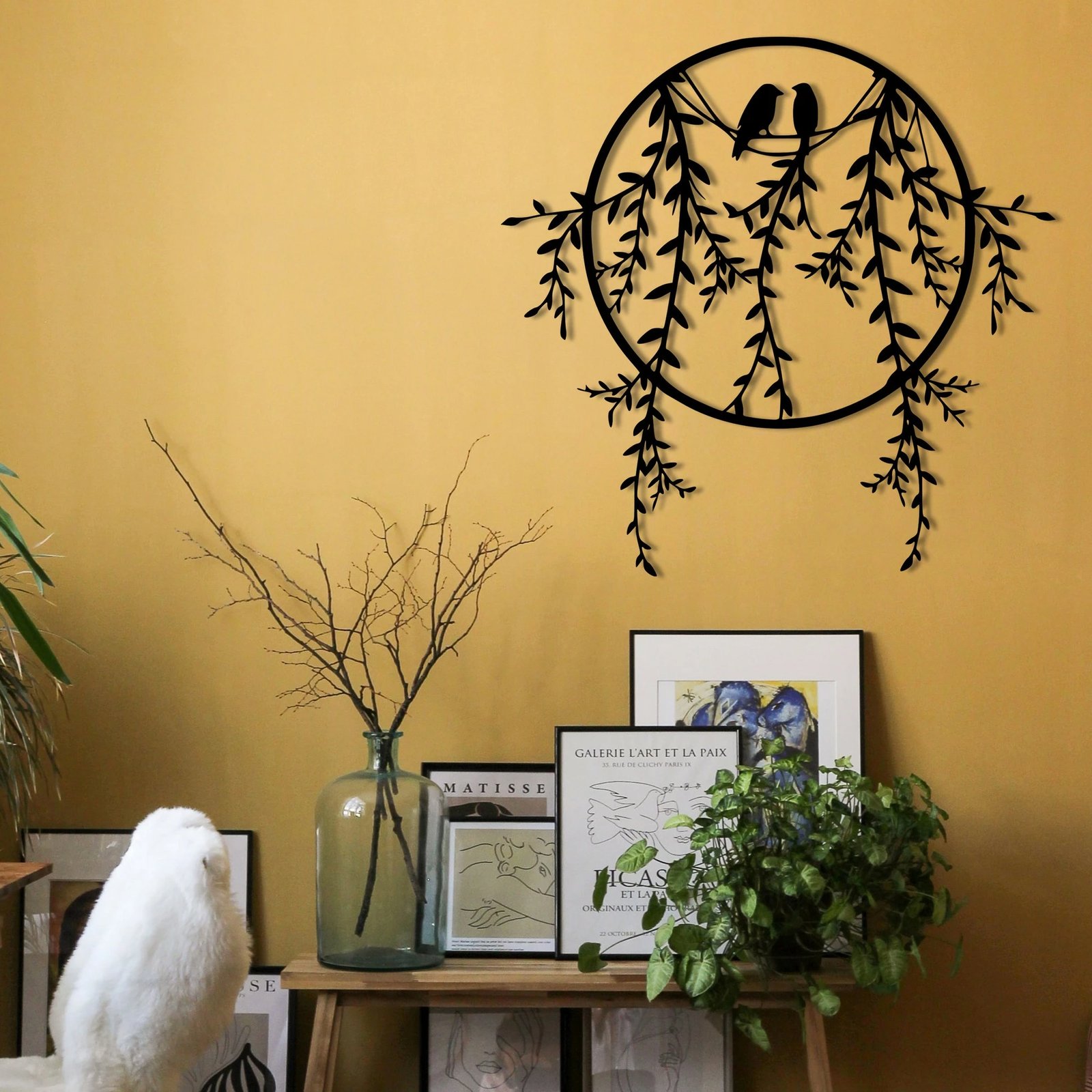 Aksesor dekorativ metalik për mur, Wallity Sirayet, ngjyrë e zezë, 45x44cm