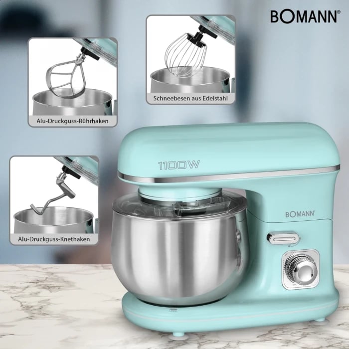 Procesori i ushqimit Bomann KM 6030 CB, 1100 W, 5 L, Ngjyrë Mente Procesori i ushqimit Bomann KM 6030 CB, 1100 W, 5 L, Ngjyrë Mente