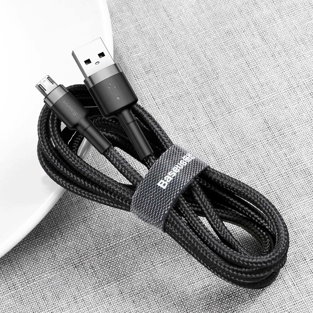 Kabllo Baseus Cafule CAMKLF-BG1, USB-A në micro USB, 1m, e zezë-gri