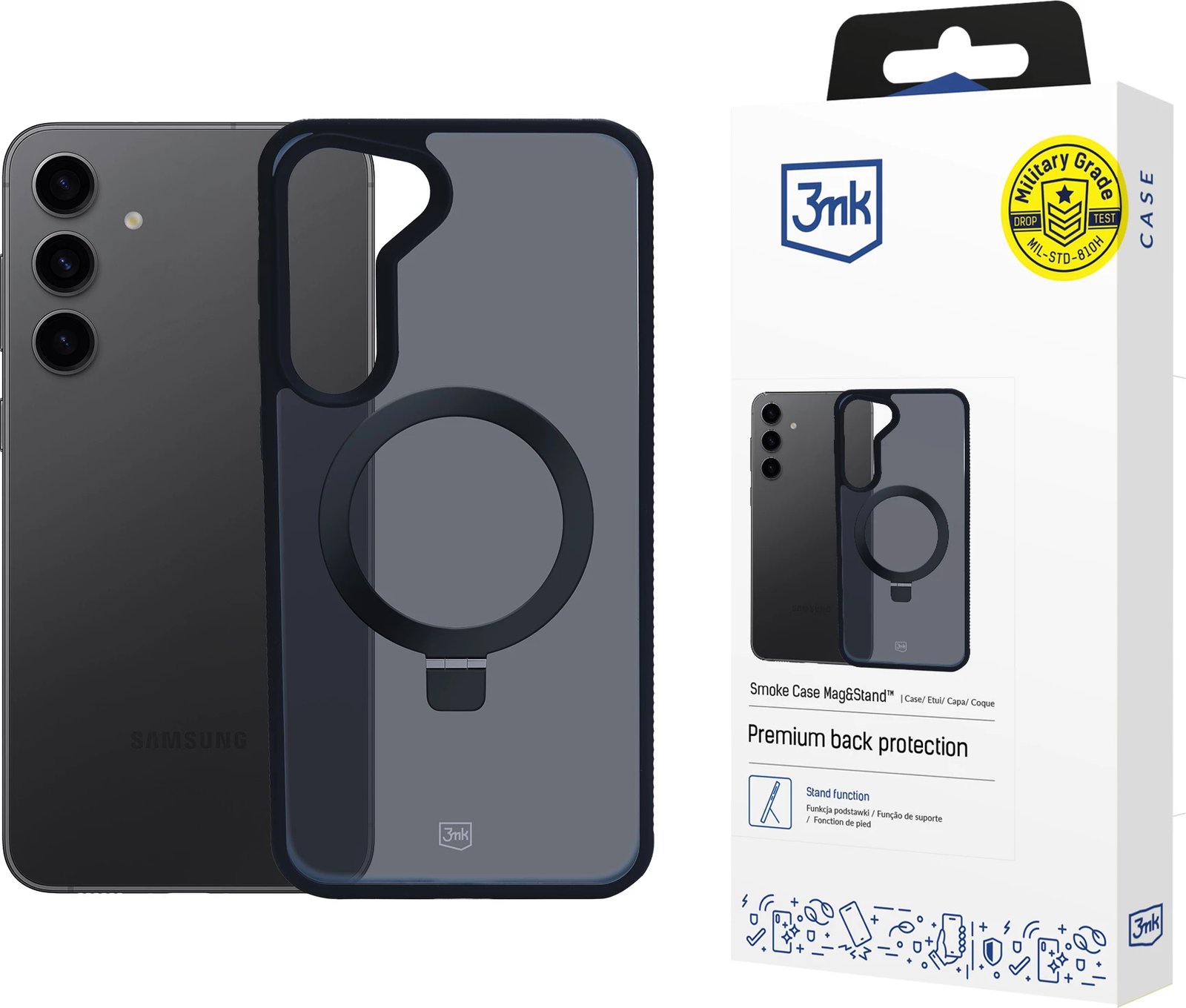 Mbështjellës 3mk Smoke Case Mag&Stand për Samsung Galaxy S24+, i zi