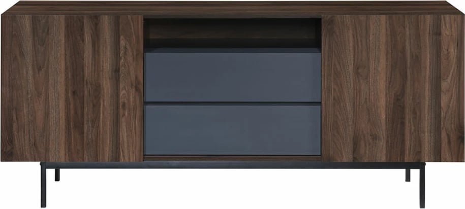 Komodë Grooves, 2 dyer, 2 sirtarë, ngjyrë arre-gri, 180x40x80