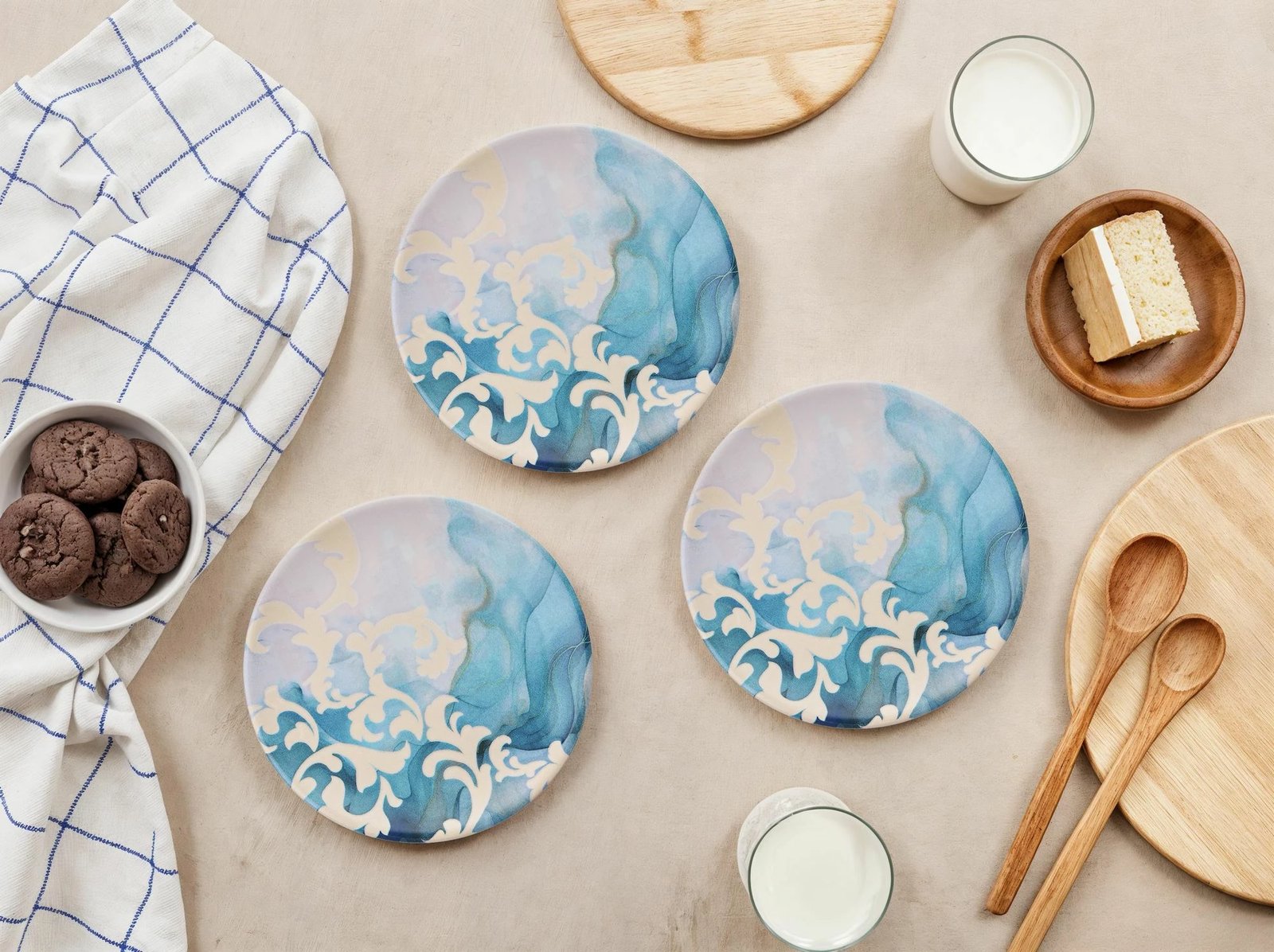 Set pjatash ëmbëlsirash (6 copë), Hermia Concept, model turkuaz