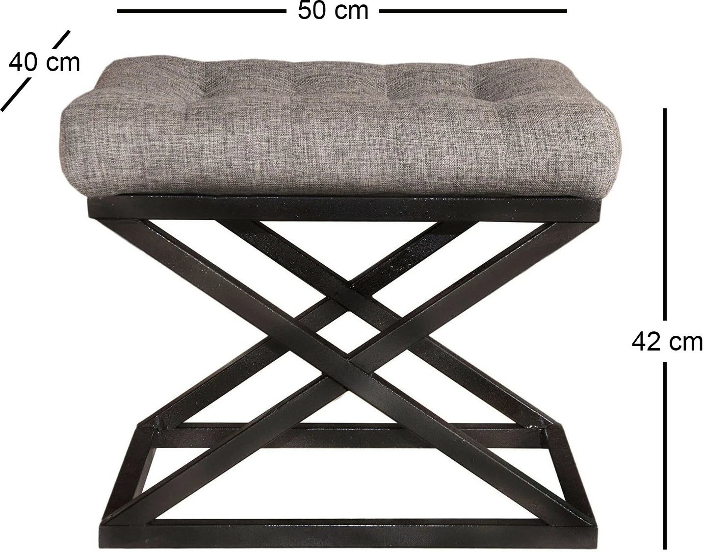 Puf Atelier del Sofa, këmbë kryq, e zezë, gri