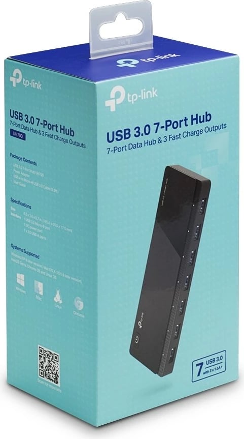 USB hub TP-Link UH700, 7 porta, SuperSpeed 5Gbit/s, me rrymë, zi