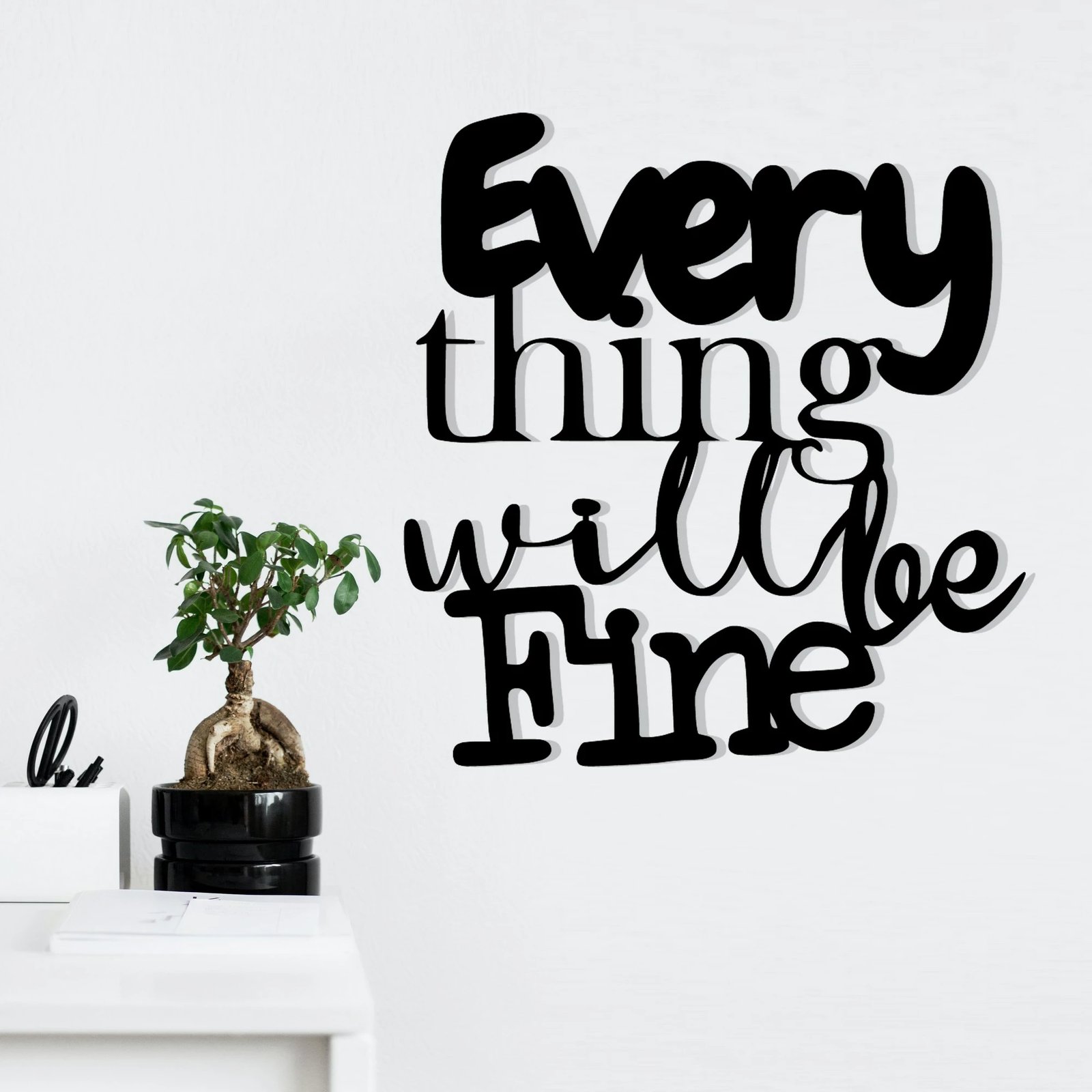 Aksesor dekorativ metalik për mur Wallity, Nueve, ngjyrë e zezë, 51x54cm