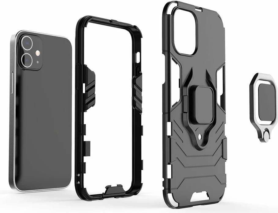 Mbështjellës Hurtel Ring Armor për iPhone 12 mini, me mbajtëse gishti dhe këmbë, Blu
