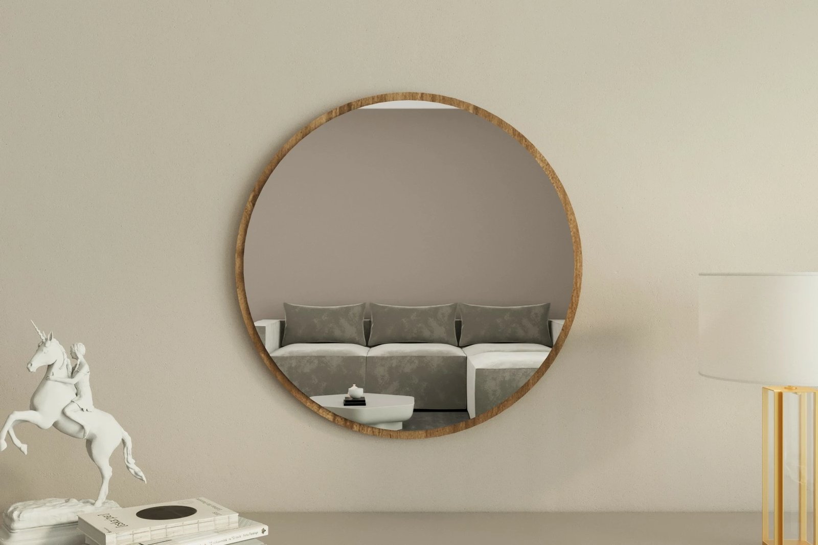 Pasqyrë e rrumbullakët, ngjyrë arre, Ozze, 60x60cm