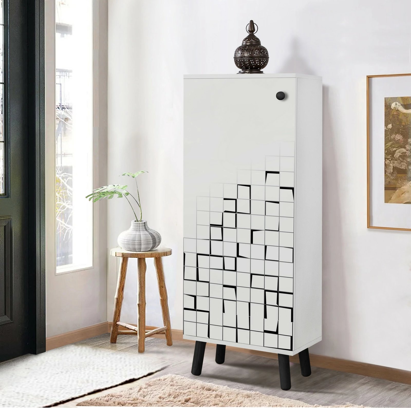 Dollap për këpucë Skye Decor, ngjyrë e bardhë dhe e zezë, Vegas - SB 959