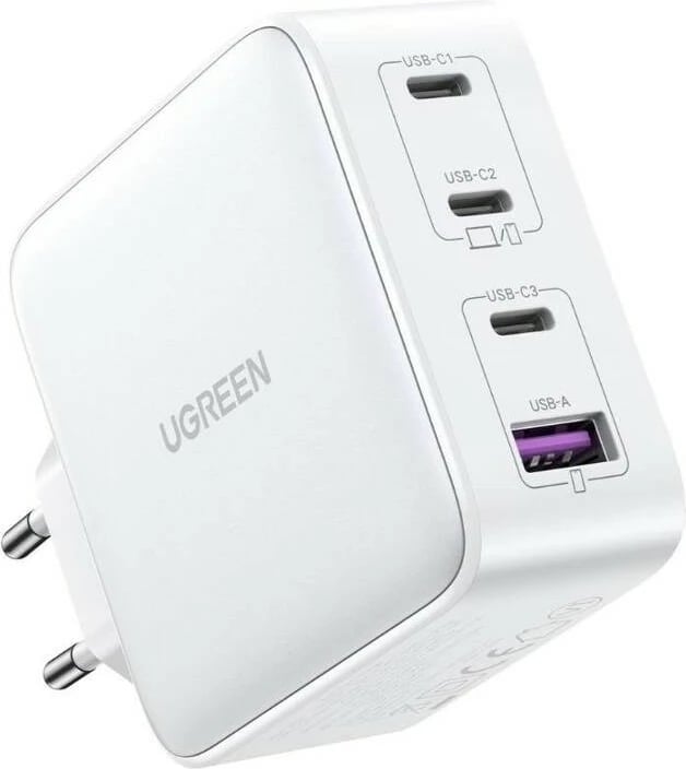 Karikues universal Ugreen Nexode 100W GaN, 4 porta USB-C/USB-A, i bardhë