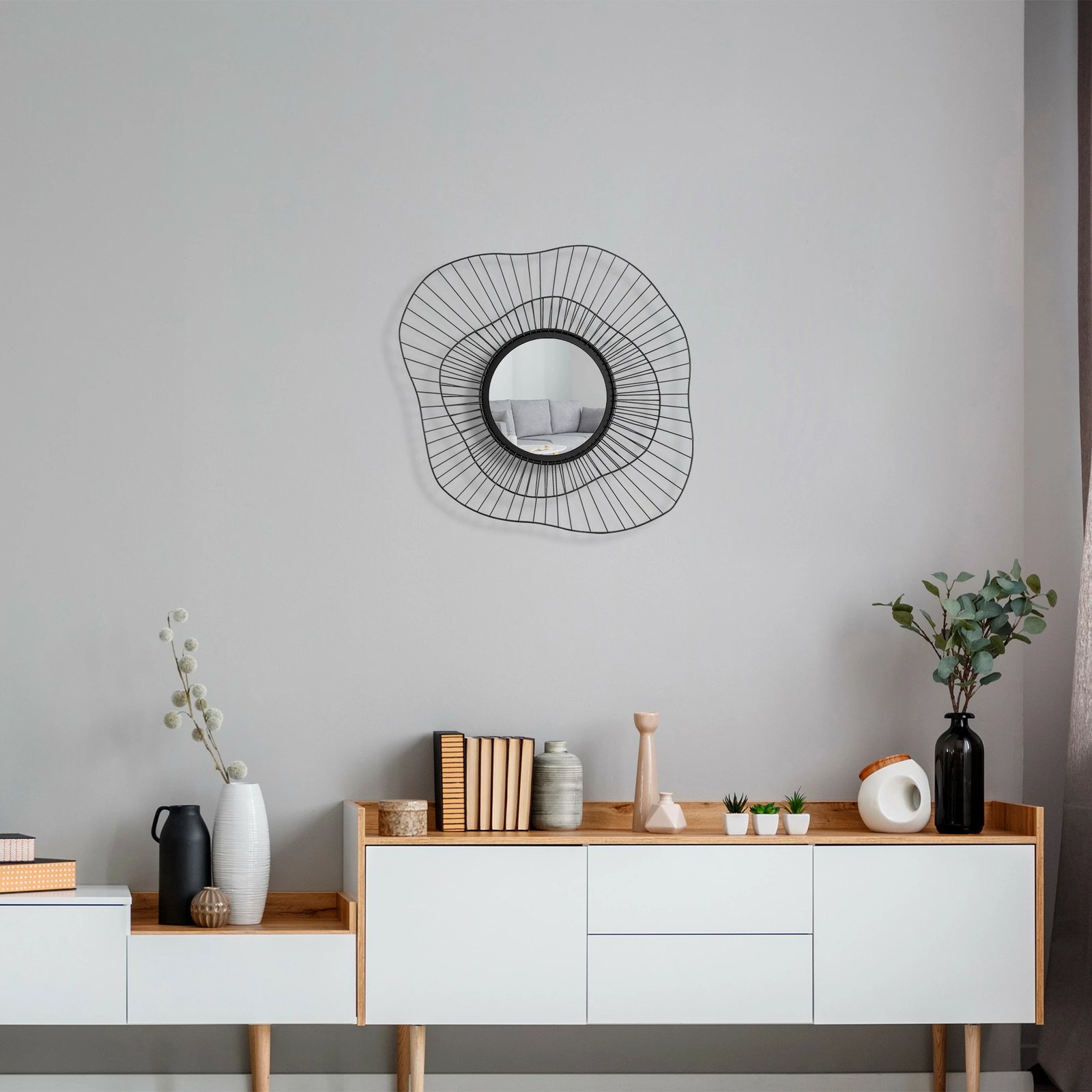 Pasqyrë dekorative Wallity, Euro Flora, WM-015, ngjyrë e zezë