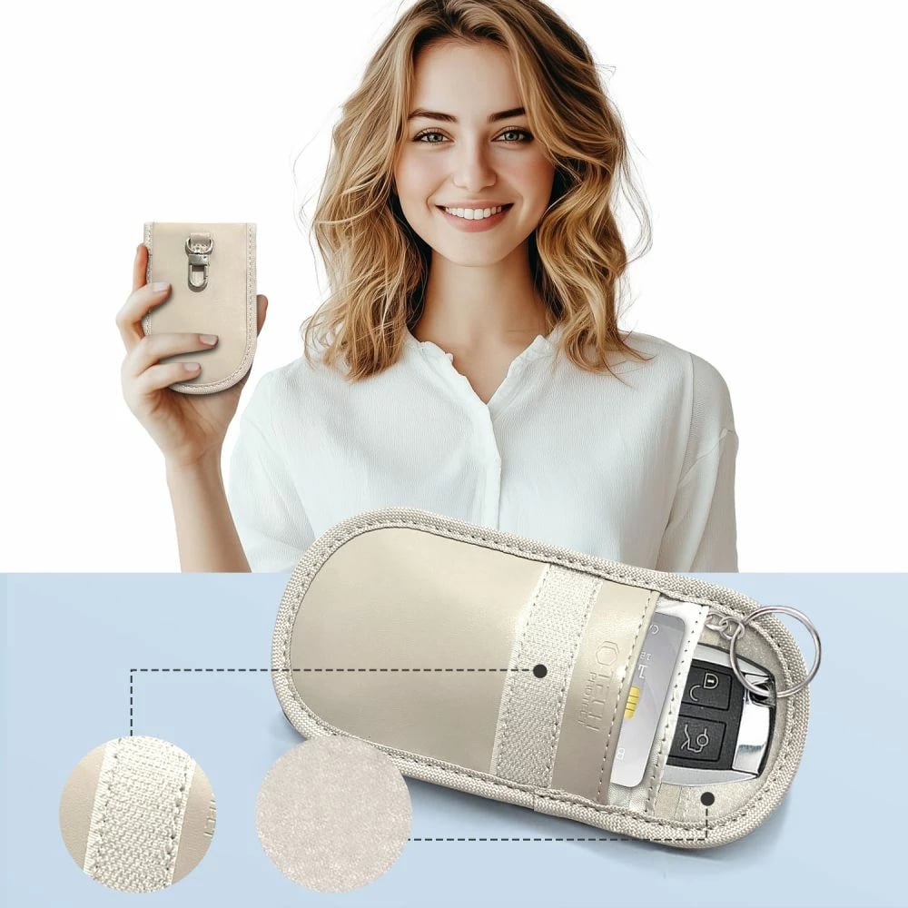 Mbështjellës çelësi makine Tech-Protect KLR100, bllokim RFID, Bezhë