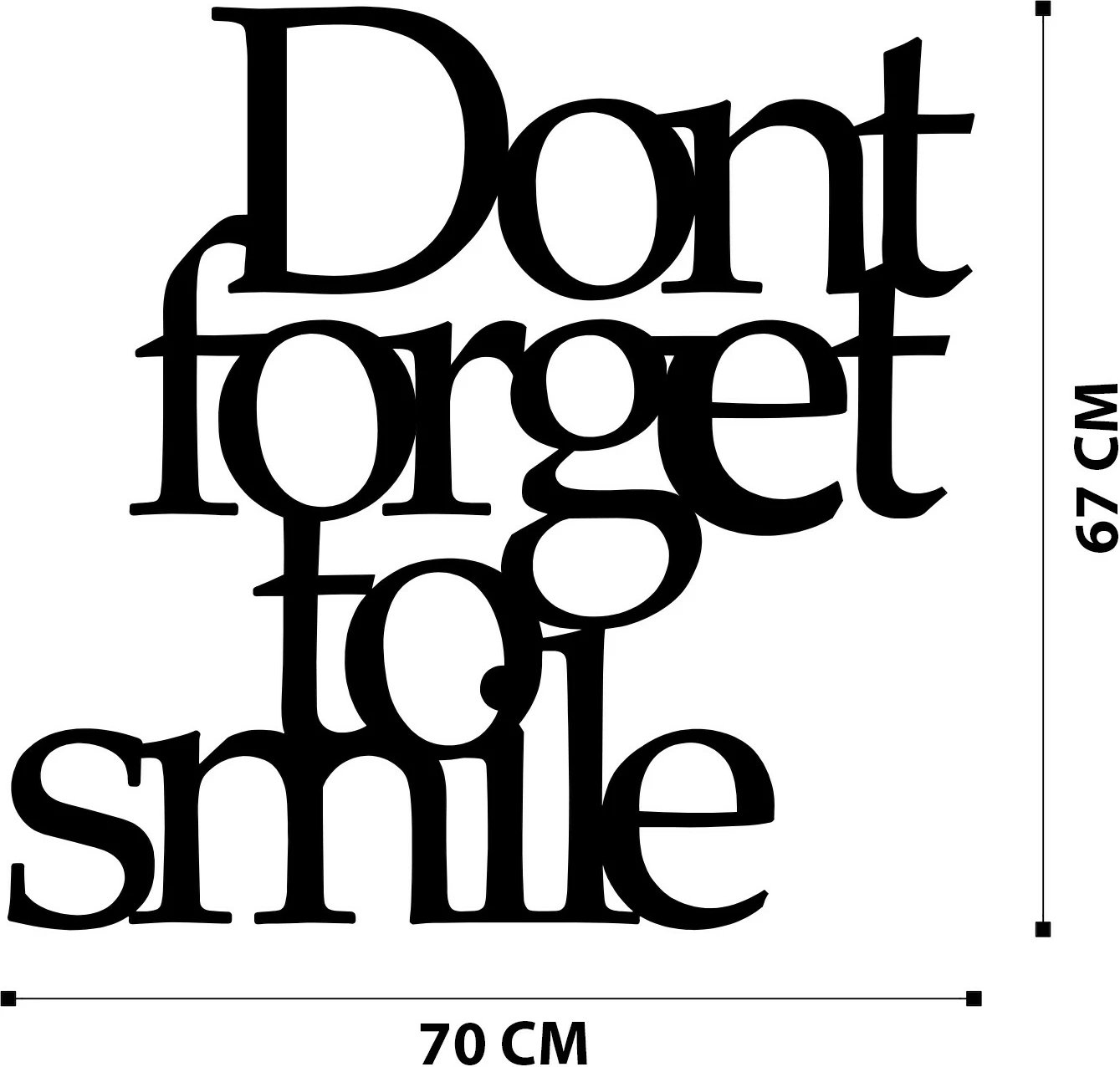 Aksesor dekorativ metalik për mur, Wallity, Don’t forget to smile, ngjyrë e zezë, 70x67cm