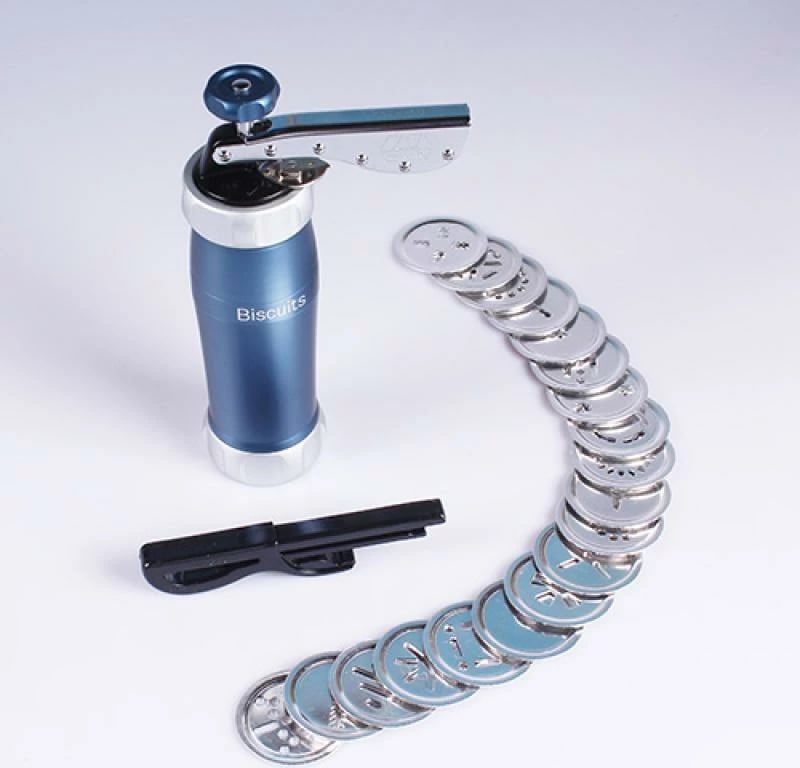 Makineri biskotash Marcato Biscuit Machine Design BI-DES-POWDBLU (BIDESPOWDBLU) manuale me disqe forme, blu