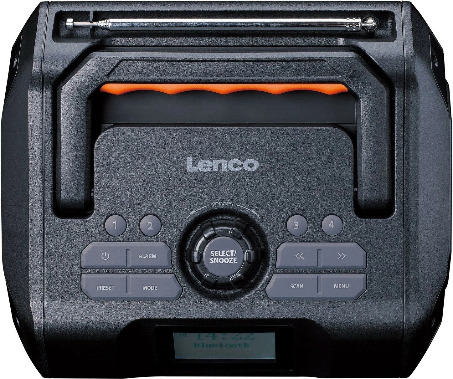 Radio portabile Lenco ODR-160GY, Bluetooth, 30 orë bateri, SD, zezë/portokalli