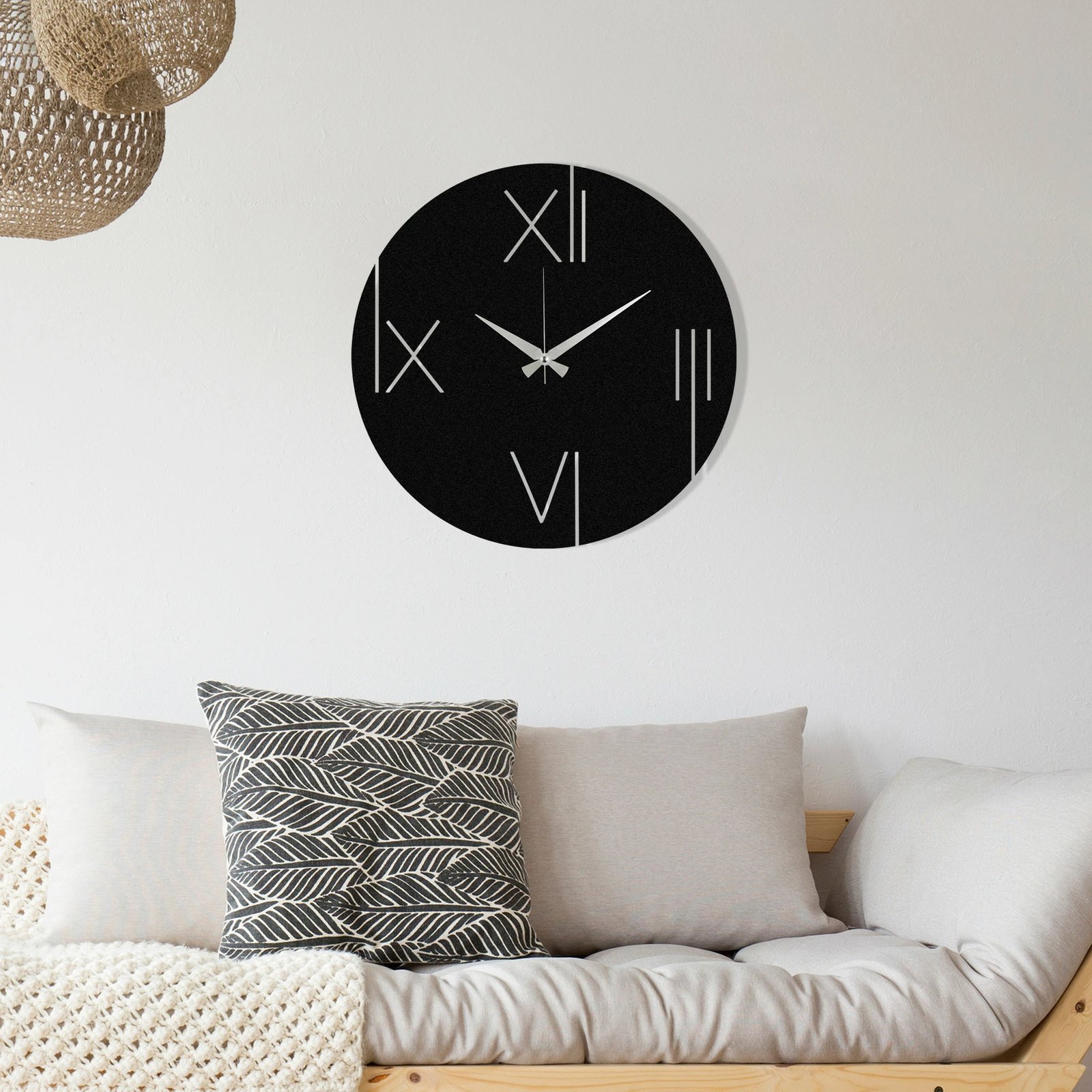 Orë muri dekorative metalike Wallity, e zezë, 48x48cm