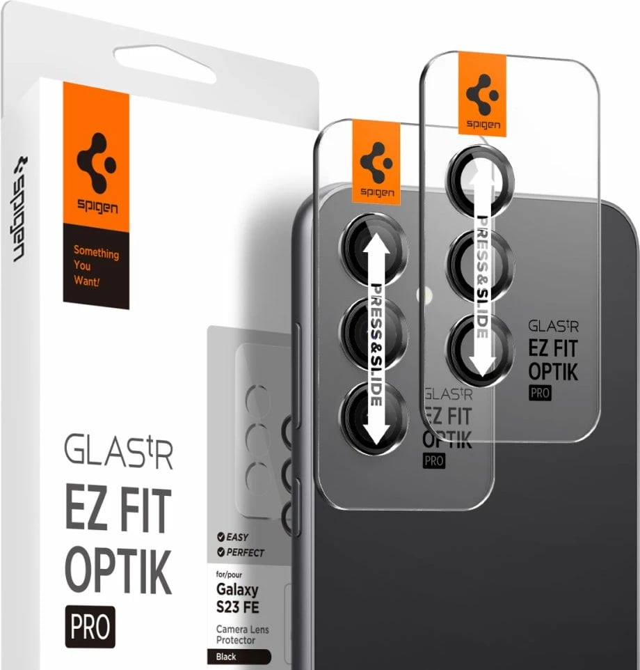 Mbrojtës xhami për kamerë Spigen Glas.tR EZ Fit Optik, për Samsung Galaxy S23 FE, 2 copë, Zi
